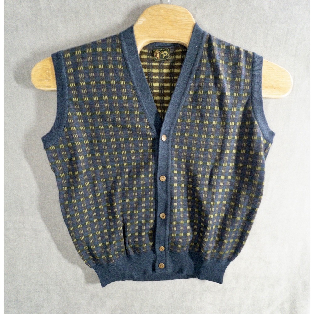 Bobby Jones Wool Sweater Vest Button Front Mens Small Made In Italy